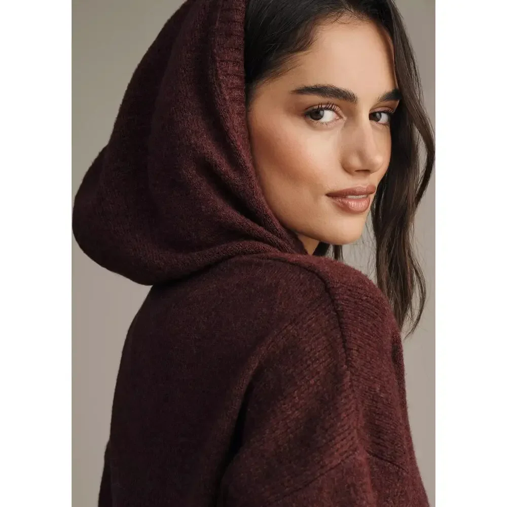 NWT Anthropologie Daily Practice Huddle Up Pop Cord Hoodie | Plum | Size M - Picture 3 of 9